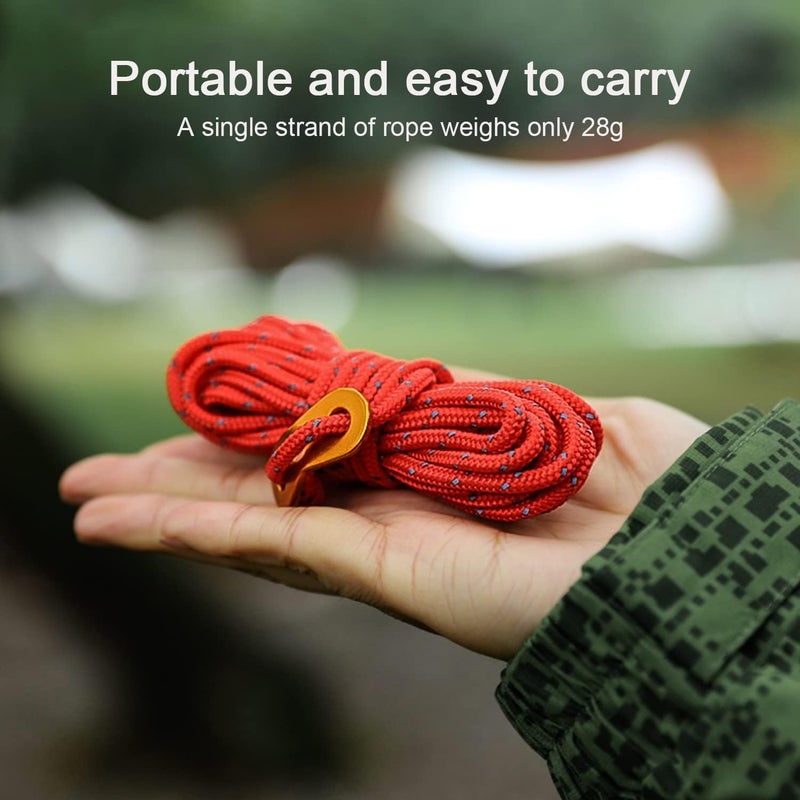 Smithok 8 Pack 4mm Guy Lines Ultralight Tent Cords with Aluminum Adjuster Tensioner Outdoor Camping Guylines Ropes for Tent Tarp,Climbing,Hiking Backpacking (Blue) - Image 5